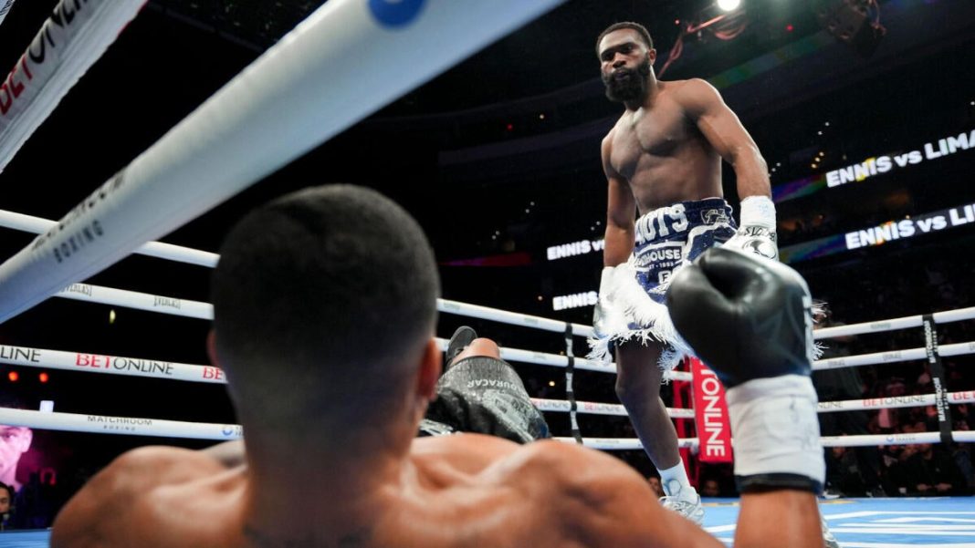 Jaron 'Boots' Ennis makes thunderous statement in 154-pound debut with first-round TKO of Uisma Lima